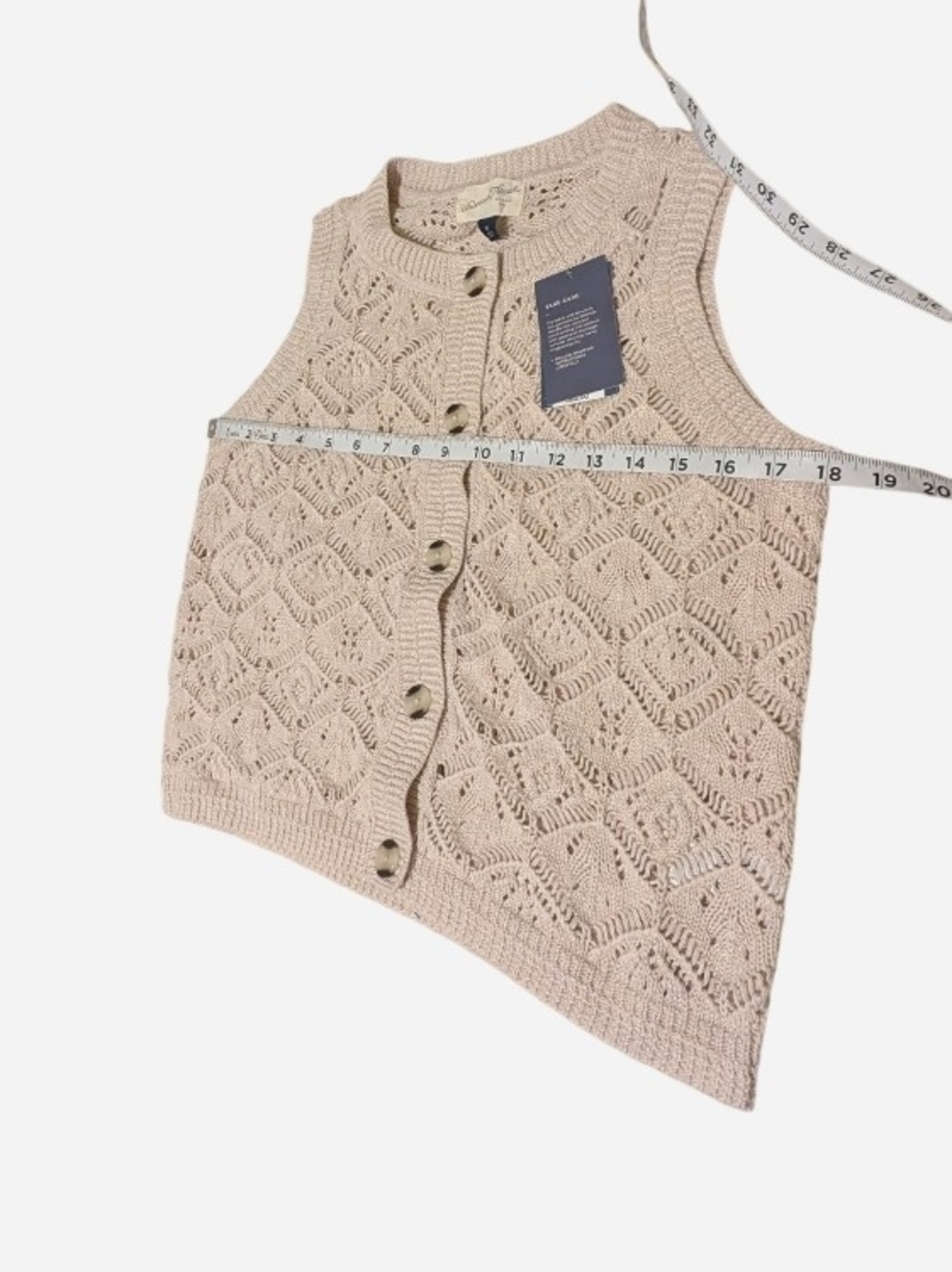 Universal Thread Cream Crochet Button-Front Knit Vest - Picture 6 of 7